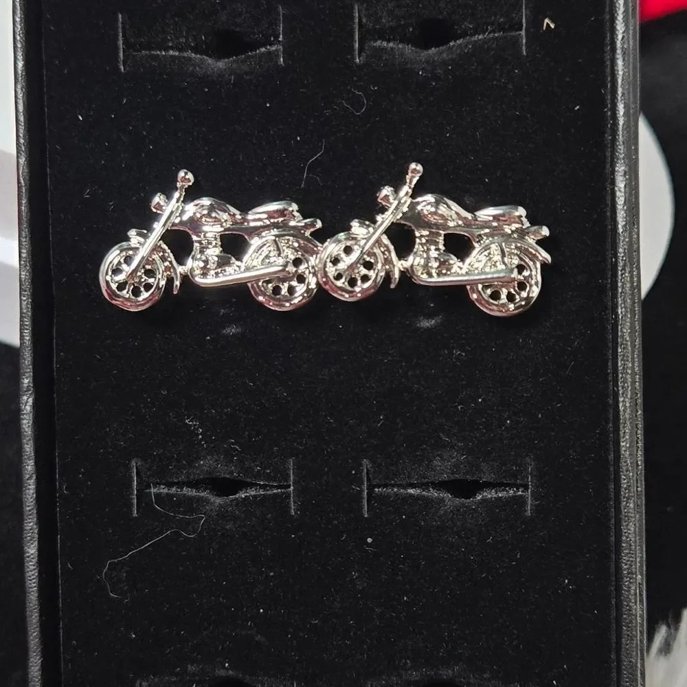 Silver Motorcycle Cufflinks Biker Rider Statement Formal Gift Professional Tux